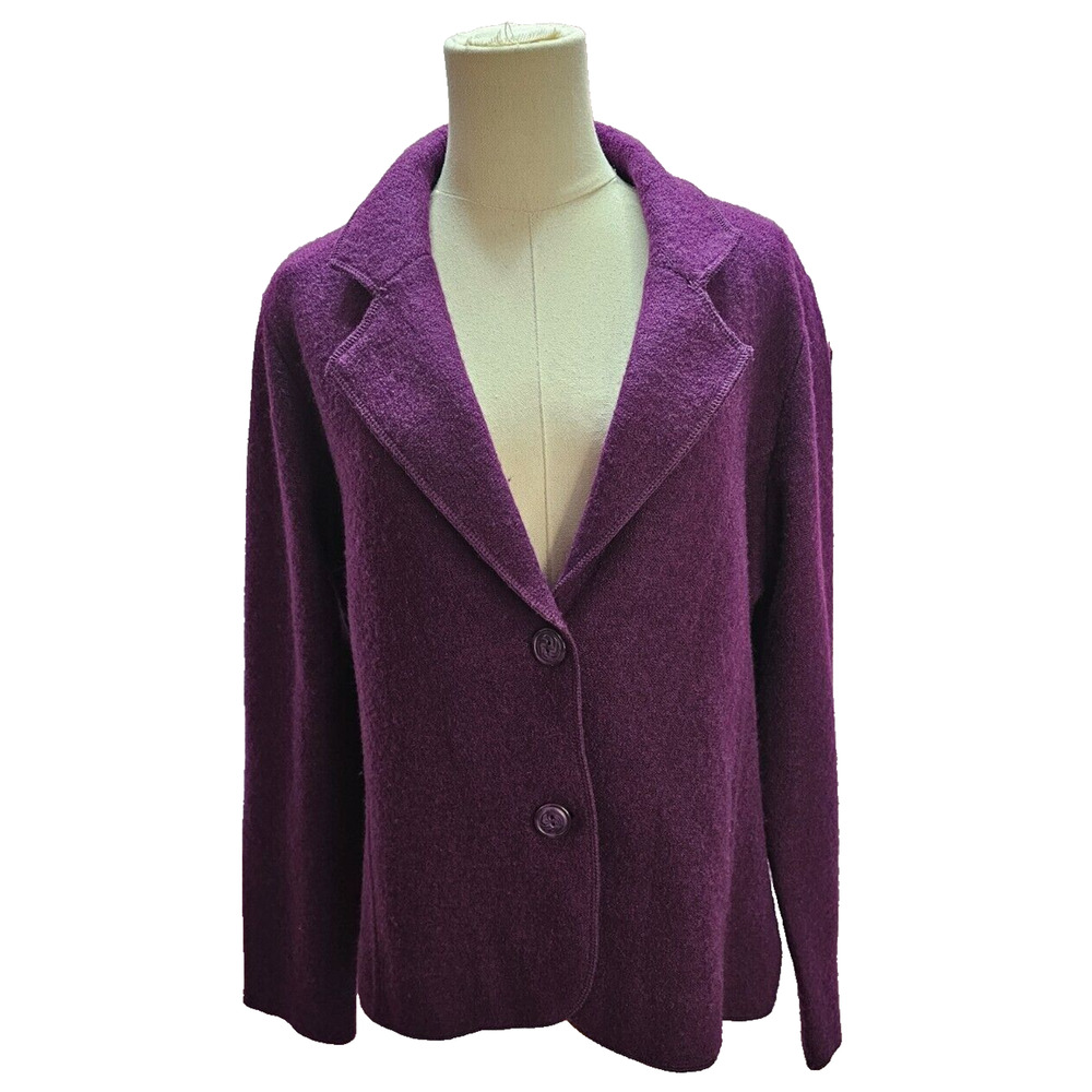 Jane Ashley Wool‎ Blend Purple Sweater Blazer Cardigan Artsy Medium